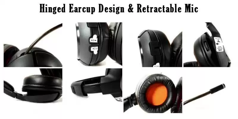 Hinged Earcup Design & Retractable Mic