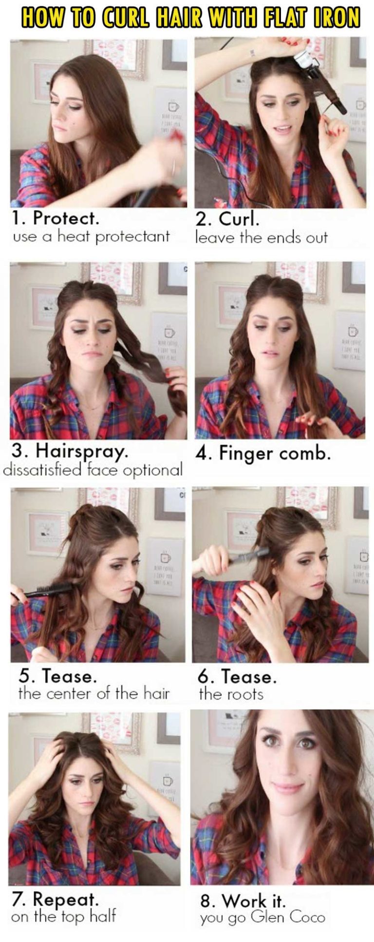 how to curl hair with flat iron