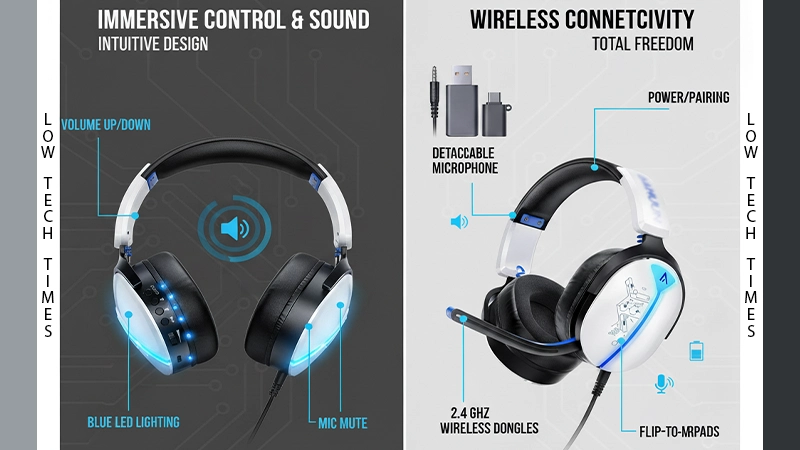 buwnia wireless gaming headset