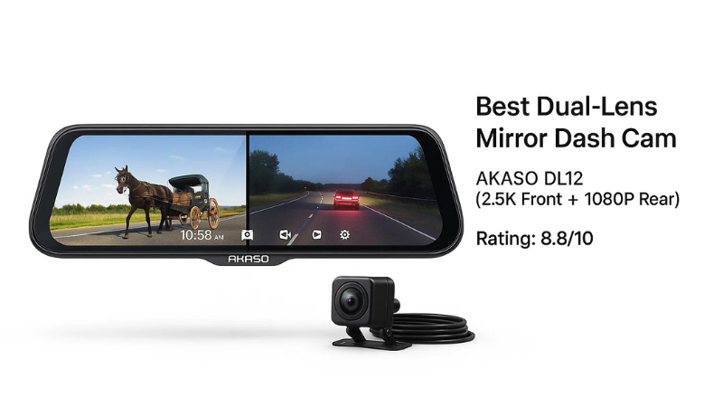 AKASO DL12 2.5K Mirror Dash Cam