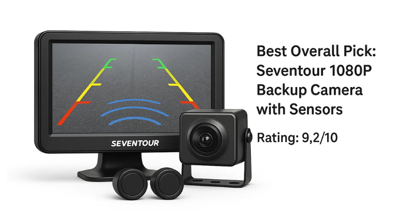 Best Overall Pick: Seventour 1080P Backup Camera with Sensors