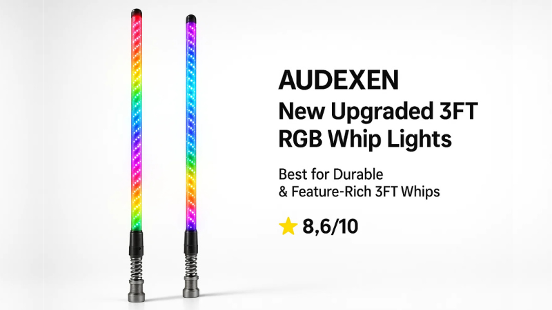 AUDEXEN New Upgraded 3FT RGB Whip Lights