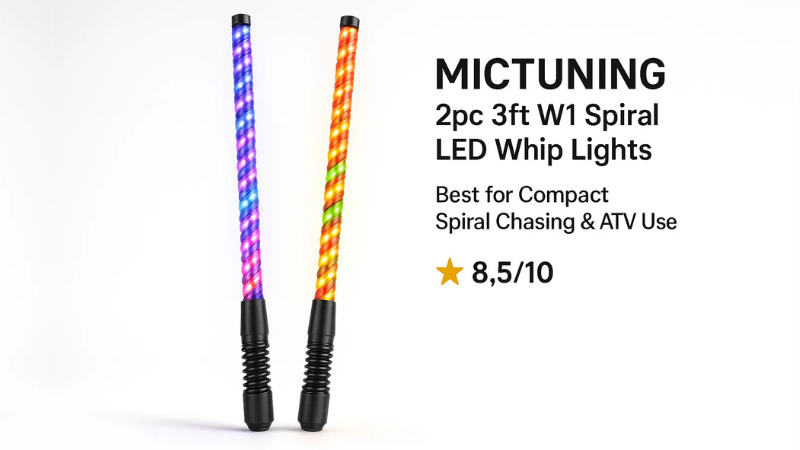 MICTUNING 2pc 3ft W1 Spiral LED Whip Lights