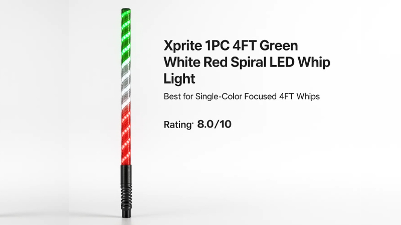Xprite 1PC 4FT Green White Red Spiral LED Whip Lights