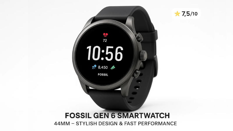 Fossil Men's Gen 6 44mm Stainless Steel and Silicone Touchscreen Smart Watch